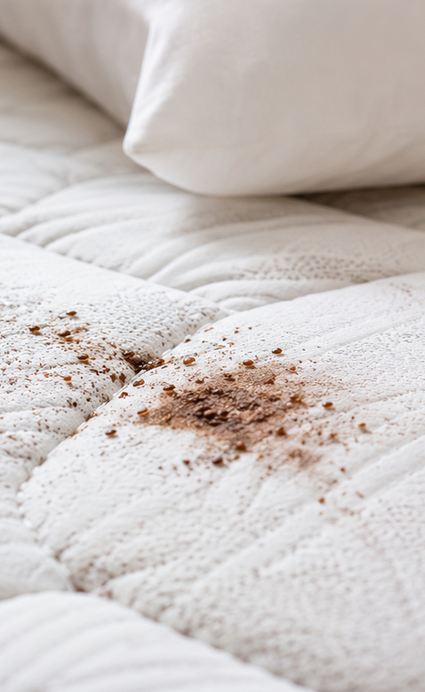 Traces de punaises de lit sur un matelas